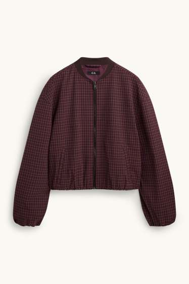 Femmes - Blazer Oversize - à carreaux - bordeaux