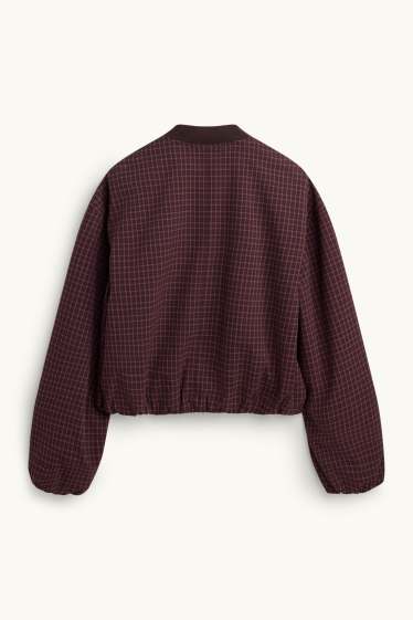 Femmes - Blazer Oversize - à carreaux - bordeaux
