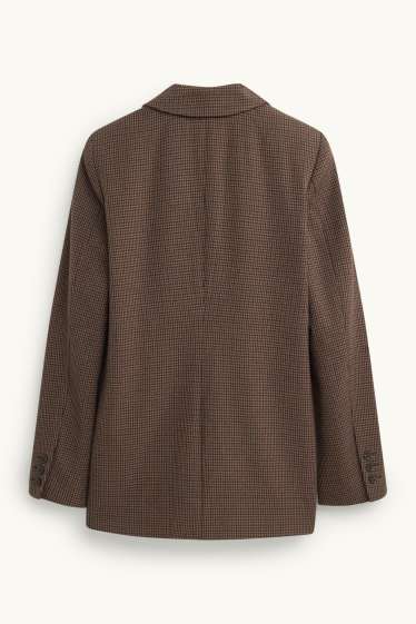 Women - Long blazer - regular fit - patterned - brown / dark blue