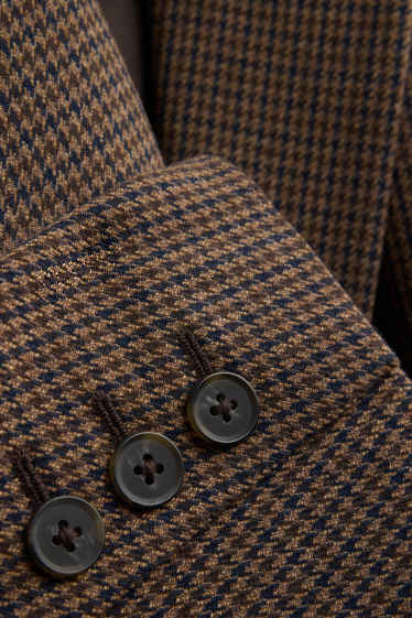 Women - Long blazer - regular fit - patterned - brown / dark blue