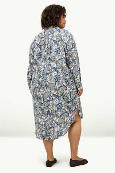 Damen - A-Linien Kleid - gemustert - blau / weiss