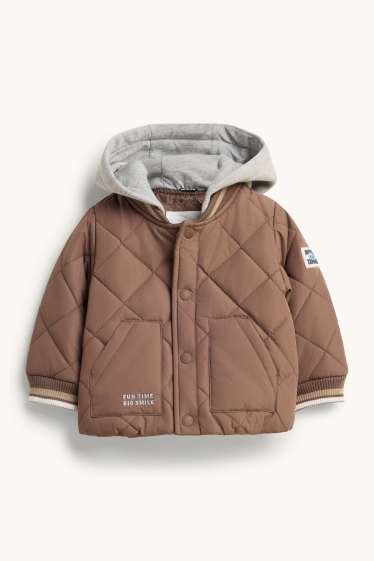 Baby Boys - Baby quilted jacket with hood - lined - brown