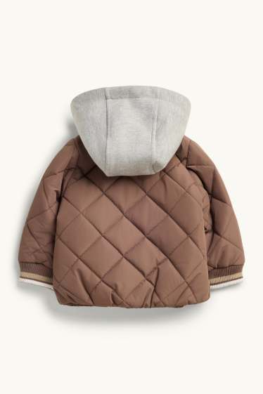 Baby Boys - Baby quilted jacket with hood - lined - brown