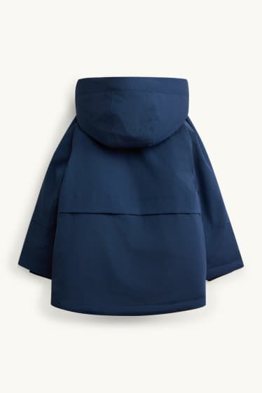 Kinderen: jongens - Parka met capuchon - gevoerd - waterafstotend - donkerblauw