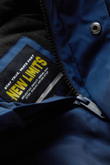 Kinderen: jongens - Parka met capuchon - gevoerd - waterafstotend - donkerblauw