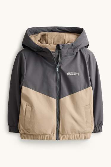 Children Boys - Jacket with hood - lined - water-repellent - beige