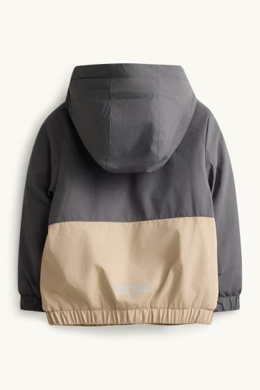 Children Boys - Jacket with hood - lined - water-repellent - beige