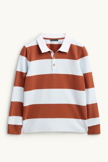 Kinder Jungen - Sweatshirt - gestreift - orange / hellblau