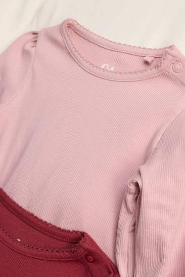 Bébés filles - Lot de 3 - haut à manches longues pour bébé - finition côtelée - rose clair