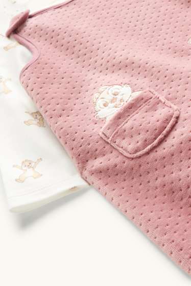 Unisex - Knabbel & Babbel - newbornoutfit - 2-delig - wit / roze