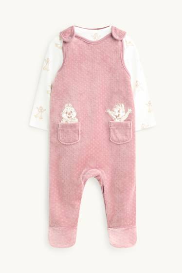 Unisex - Knabbel & Babbel - newbornoutfit - 2-delig - wit / roze