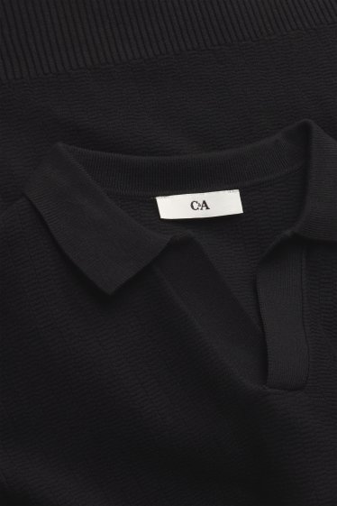 Kinder Buben - Langarmshirt mit V-Ausschnitt - schwarz