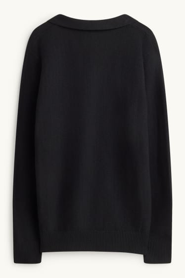 Kinder Buben - Langarmshirt mit V-Ausschnitt - schwarz