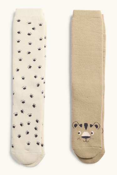 Bambini - Confezione da 2 - motivo tigre - calze - beige / marrone