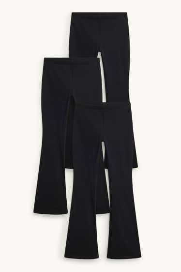 Kinder Mädchen - Multipack 3er - Flared Leggings - schwarz