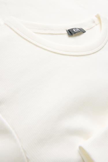 Dona - Samarreta de mànigues llargues - slim fit - acanalada - blanc