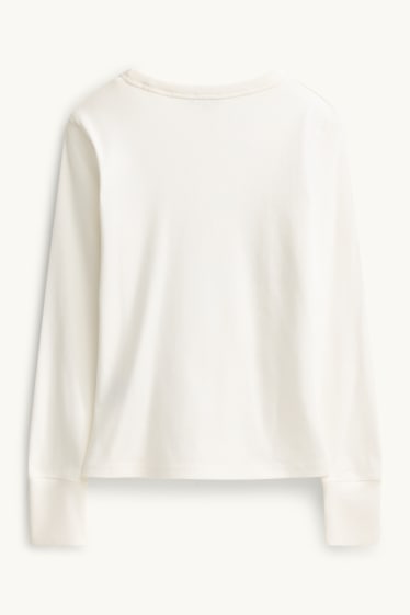 Dona - Samarreta de mànigues llargues - slim fit - acanalada - blanc