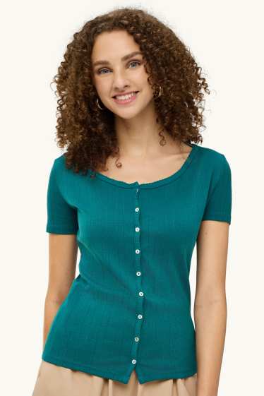 Femei - Tricou - regular fit - reiat - verde închis
