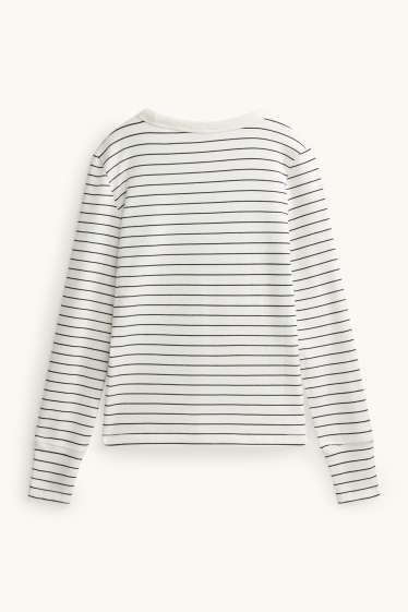 Damen - Langarmshirt - Slim Fit - gestreift - weiß / schwarz