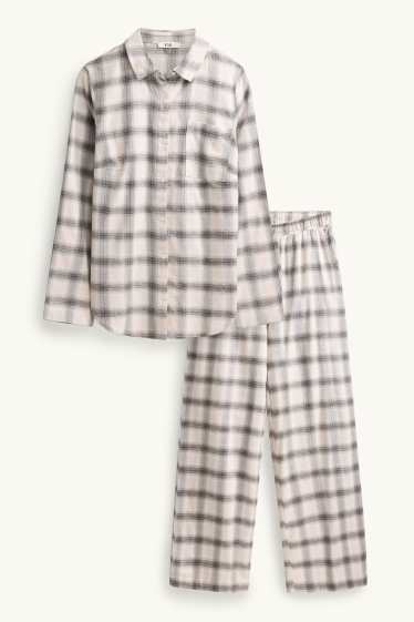 Dona - Pijama - de quadres - beix