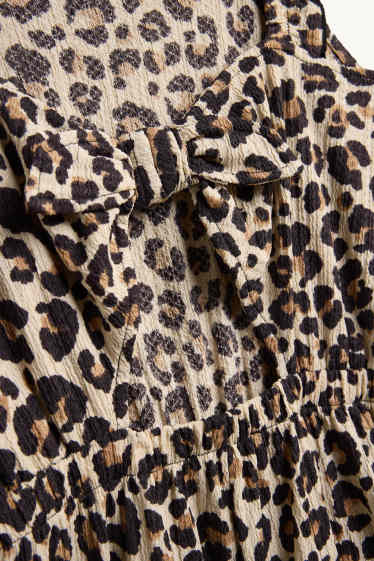 Kinder Mädchen - Jumpsuit - Leo-Print - schwarz / beige