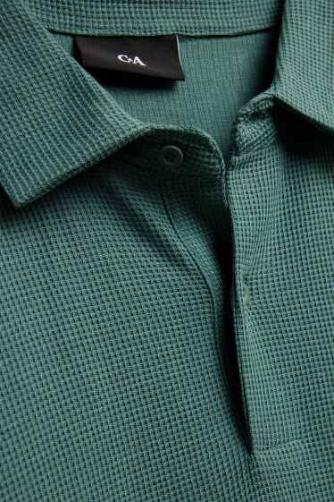 Hommes - Polo - regular fit - finition texturée - bleu pétrole