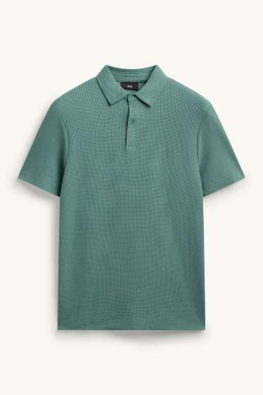 Hommes - Polo - regular fit - finition texturée - bleu pétrole