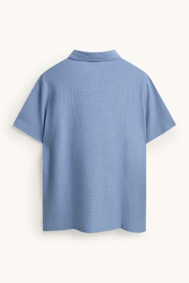 Heren - Poloshirt - regular fit - met structuur - lichtblauw