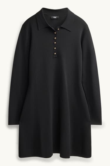 Dona - Vestit ajustat de mescla de viscosa - negre