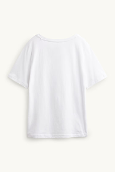 Femmes - T-shirt à col V - regular fit - blanc