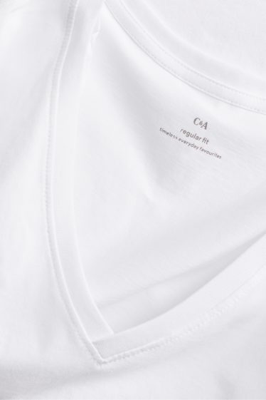 Femmes - T-shirt à col V - regular fit - blanc