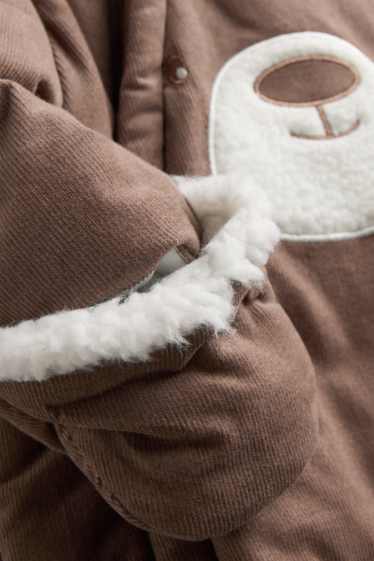 Nadó nen - Os de peluix - granota per a la neu per a nadó amb caputxa i cobertor de peus - marró