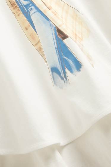 Damen - Langarmshirt - Relaxed Fit - Glanz-Effekt - weiß