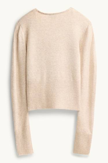 Femei - Cardigan tricotat - bej deschis