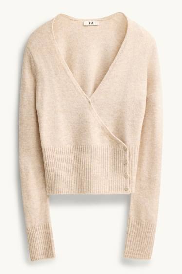 Femei - Cardigan tricotat - bej deschis