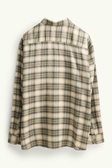 Heren - Overhemd - regular fit - kent - geruit - beige / groen