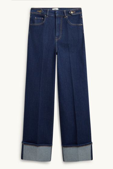 Femmes - Wide leg jean - high waist - LYCRA ® - jean bleu foncé