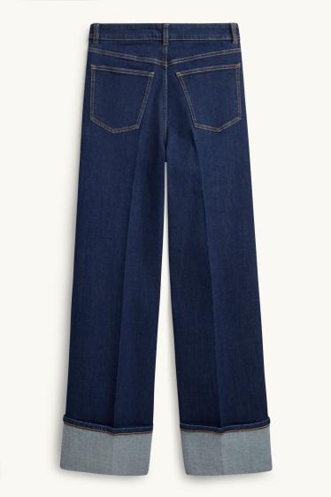 Femmes - Wide leg jean - high waist - LYCRA ® - jean bleu foncé