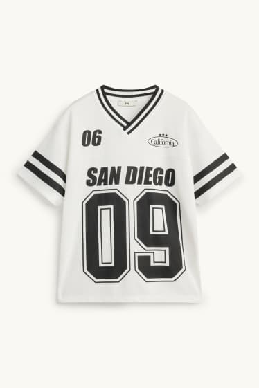 Kinder Mädchen - San Diego - Kurzarmshirt - Oversized - weiß / schwarz
