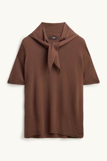 Women - Jumper - short sleeve - brown