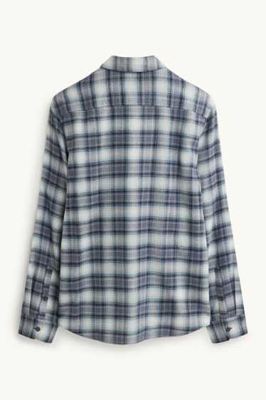 Home - Camisa - regular fit - Kent - de quadres - blau fosc / blanc