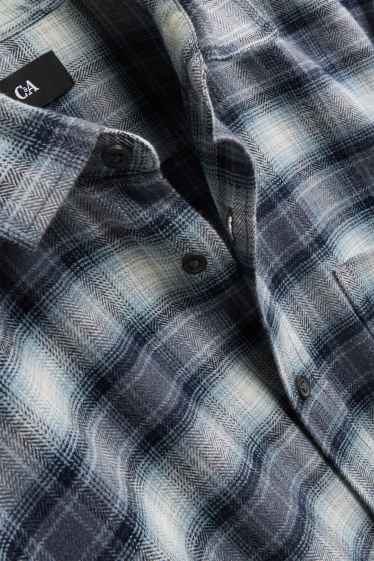 Home - Camisa - regular fit - Kent - de quadres - blau fosc / blanc