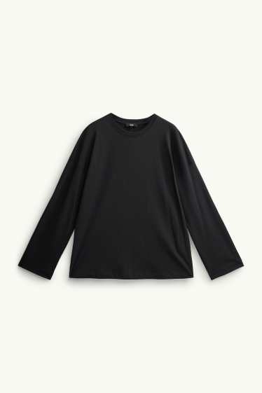 Femei - Tricou cu mânecă lungă - relaxed fit - negru