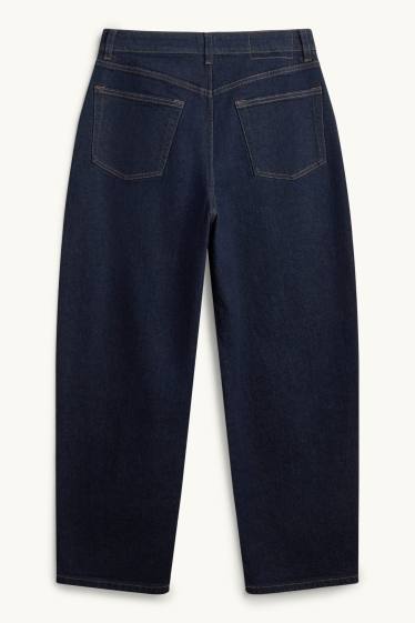 Dames - Barrel jeans - high waist - jeansdonkerblauw
