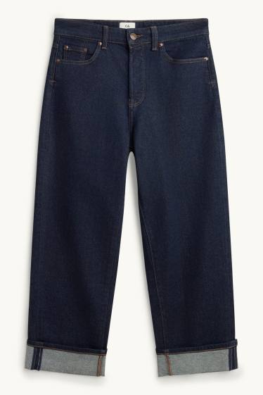 Dames - Boyfriend jeans - mid waist - jeansdonkerblauw