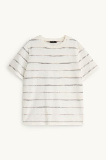 Enfants garçons - Ensemble - chemise et T-shirt - 2 pièces - bleu / blanc