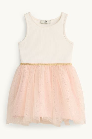 Bambine - Farfalla - set - vestito e maglia a maniche corte - 2 pezzi - rosa