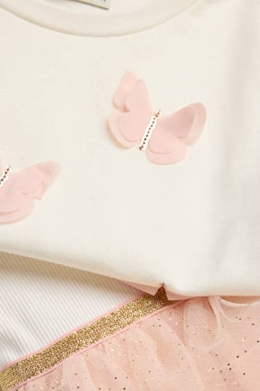 Bambine - Farfalla - set - vestito e maglia a maniche corte - 2 pezzi - rosa