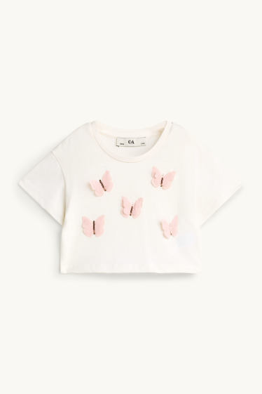 Bambine - Farfalla - set - vestito e maglia a maniche corte - 2 pezzi - rosa