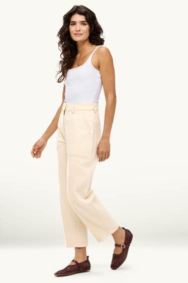 Damen - Barrel Jeans - High Waist - cremefarben